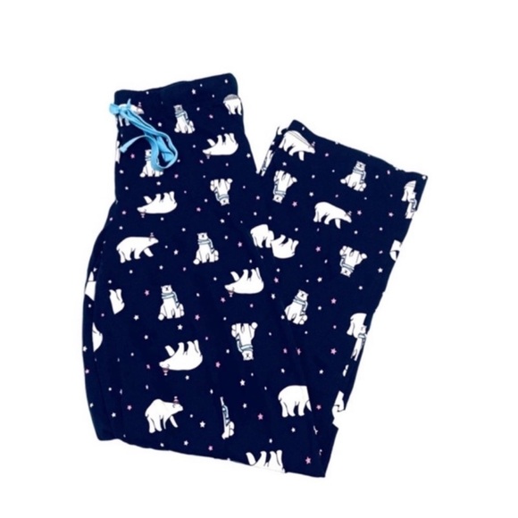 Jenni Other - Jenni Polar Bear Print Pajama Bottoms Loungewear Pants Blue White Size S